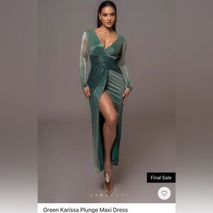 Green Karissa plunge maxi dress